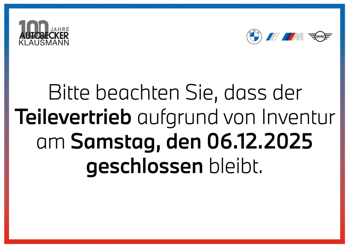 Teilevertrieb Inventur 2025 Pop Up