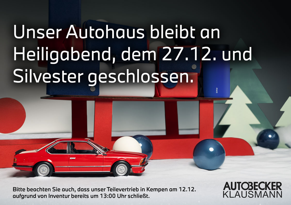 Pop Up Öffnungszeiten Weihnachten mit Teilevertrieb KK ABK